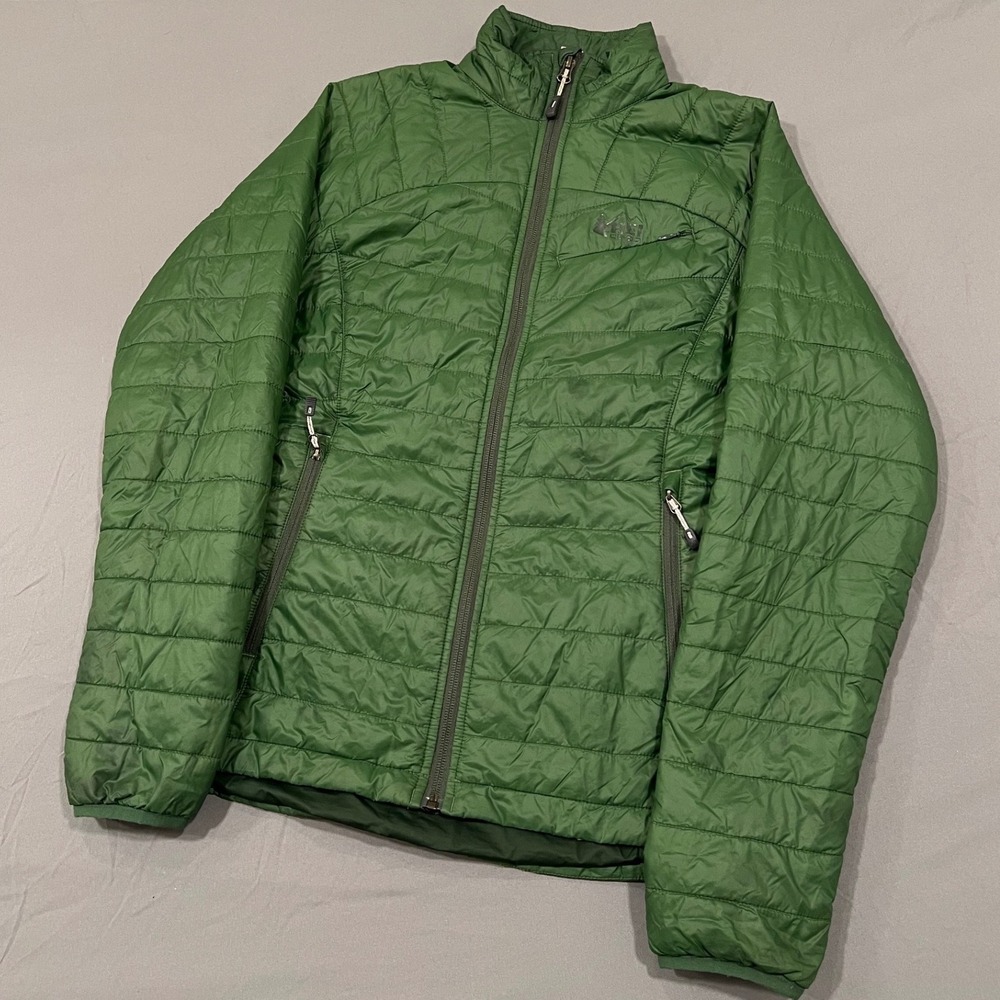REI Co-op 650 Down Puffer Jacket Womens Small Forest Green Packable Padded Coat